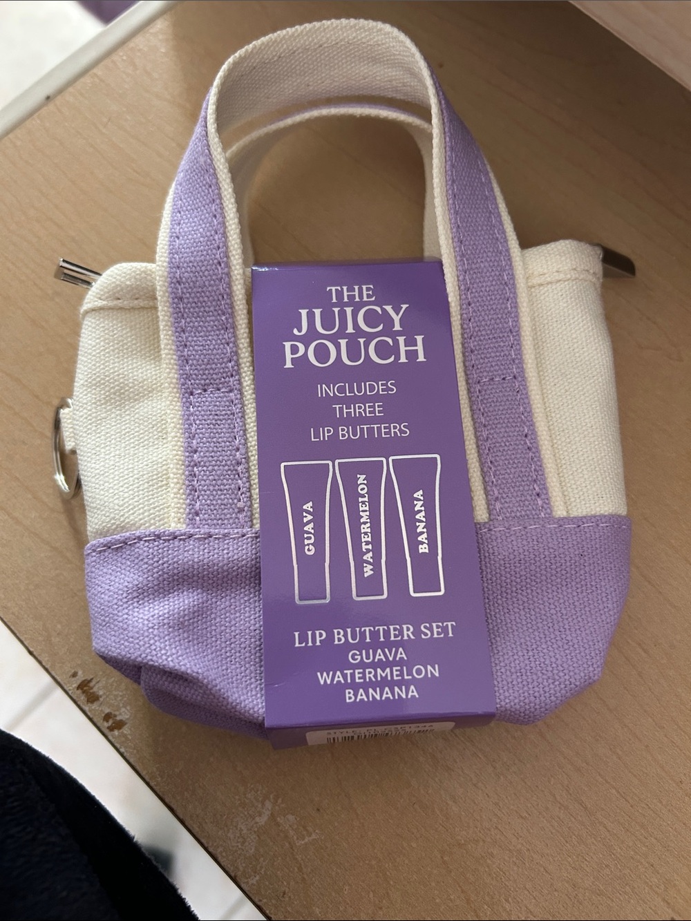 Lip Butter Set - Purple/ Cream mini tote-zipper-top-(3)Guava-watermelon-banana